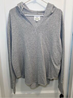 Aerie Offline Gray V-Neck Pullover Hoodie Sweatshirt Women’s L